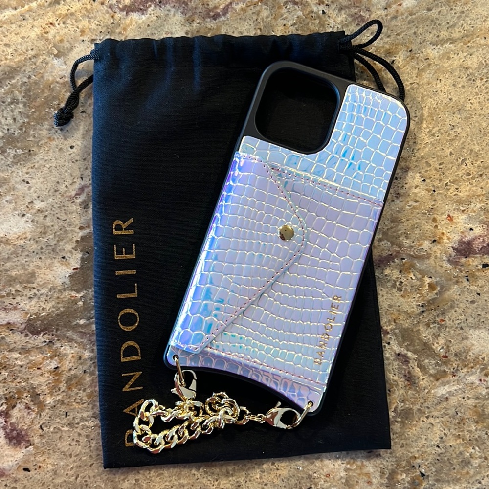 COPY - Bandolier Ariel Wristlet - 13 Pro Max - Iridescent Pearl/ Gold
